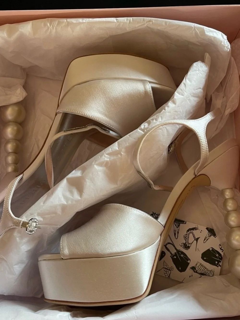 Sophia Webster Ivory Pearl-Bead Platform Sandals